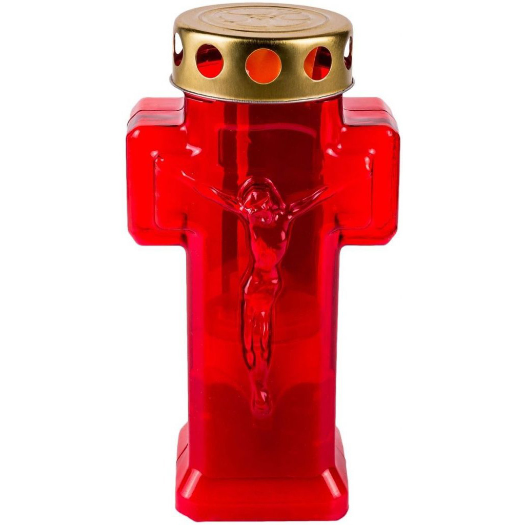 Red Cylinder Holy Candle Metal - Imagen 2